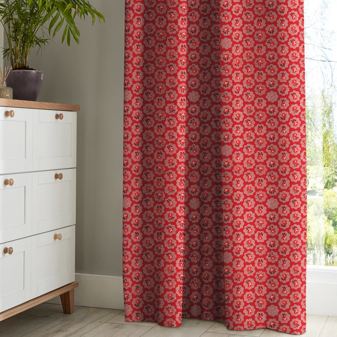 Cath Kidston Freston Rose Made to Measure Curtain Red