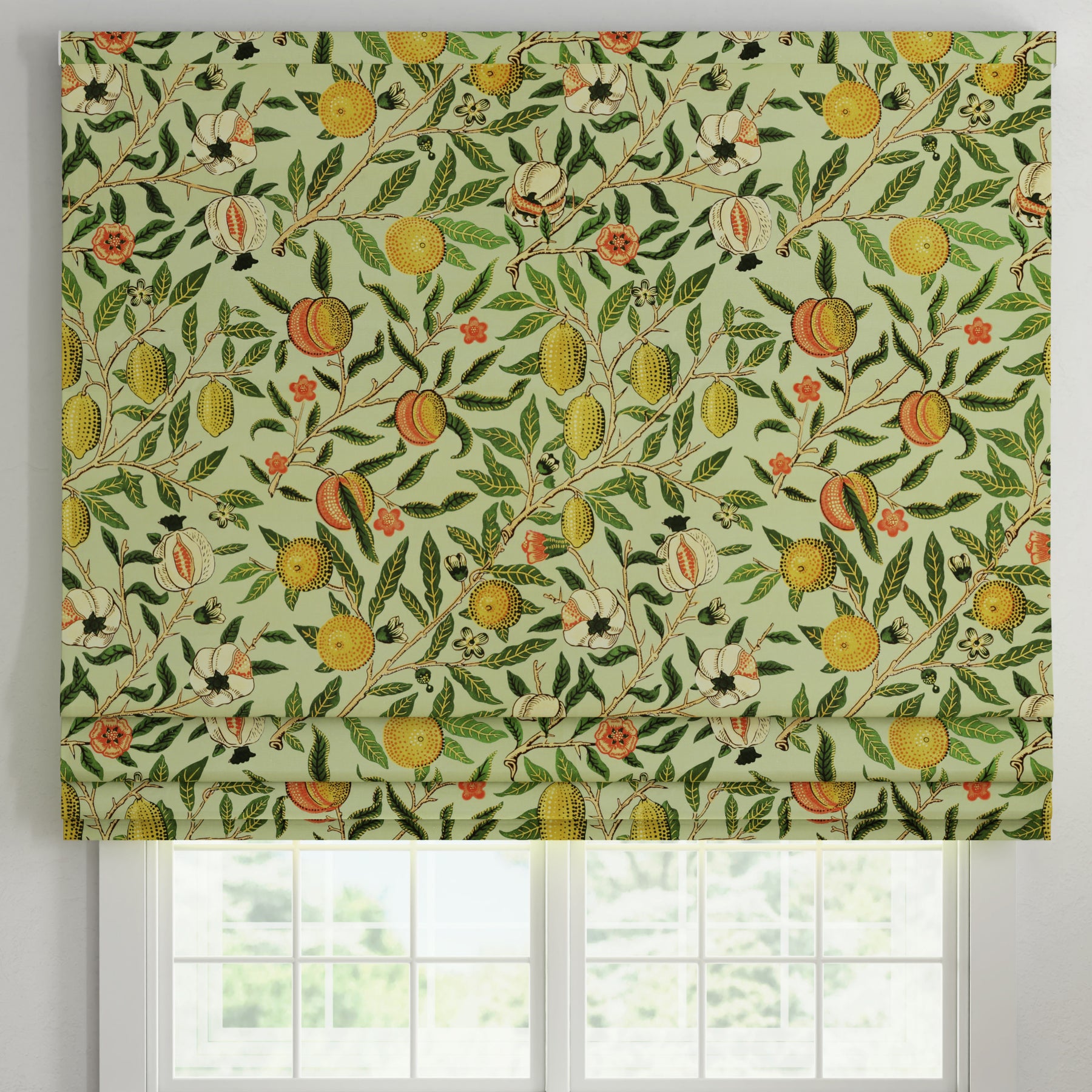 ANTE DECOR Fruit Orange Printed Cotton Made To Measure Roman Blind Pistachio