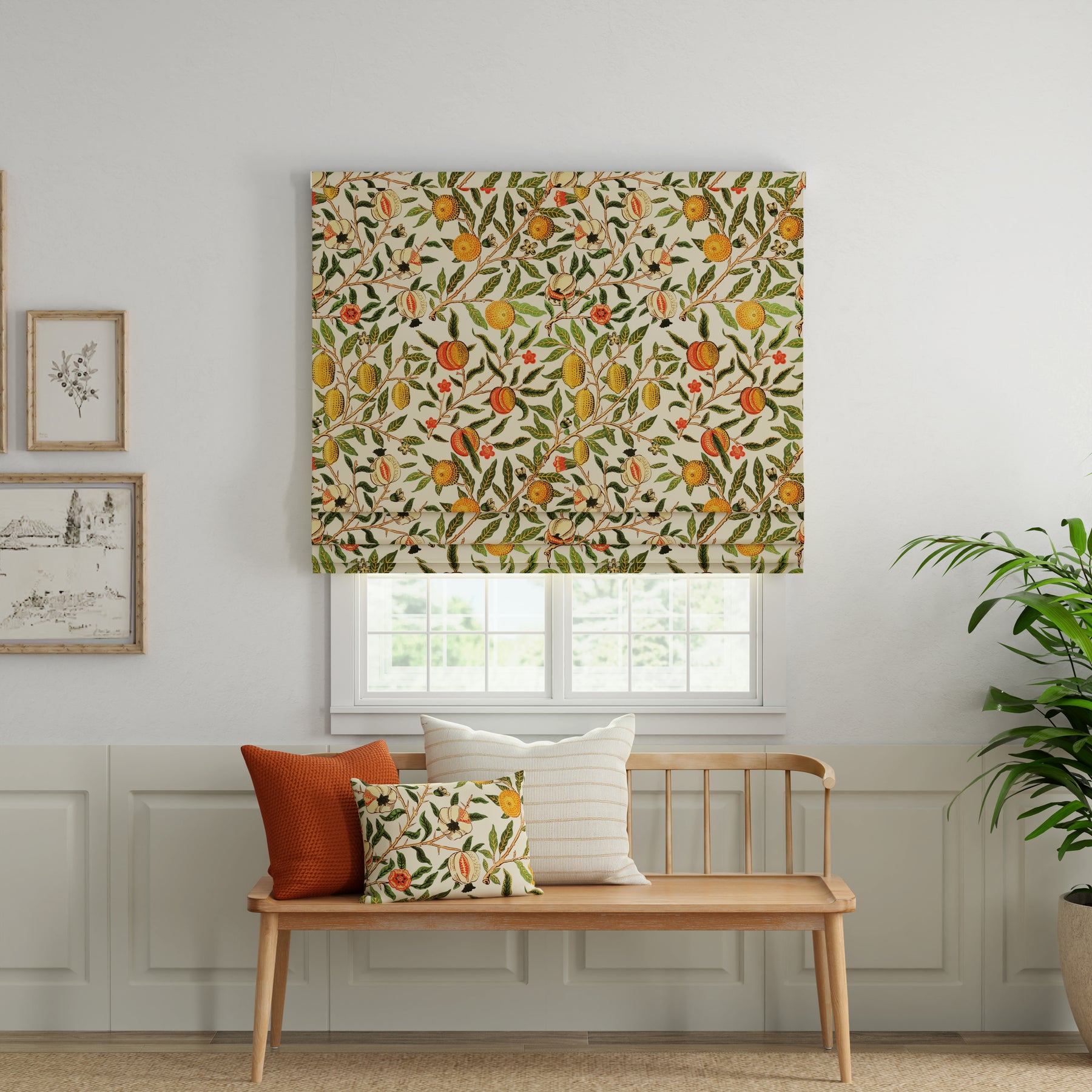 ANTE DECOR Fruit Orange Printed Cotton Made To Measure Roman Blind Summer