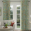 ANTE DECOR Fruit Orange Printed Cotton Made To Measure Curtains Cornflower Blue