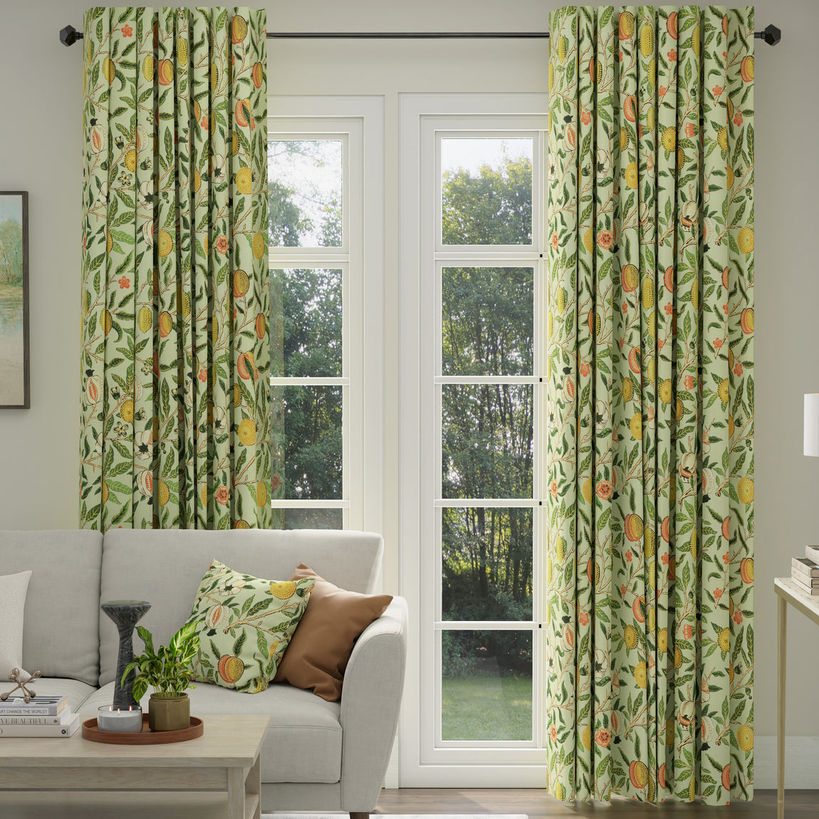 ANTE DECOR Fruit Orange Printed Cotton Made To Measure Roman Blind Pistachio