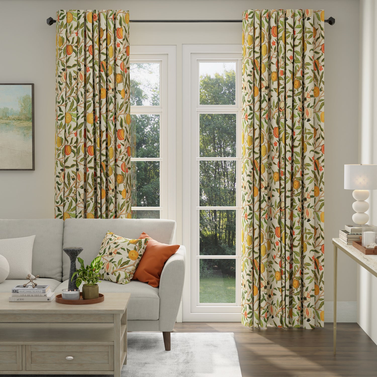 ANTE DECOR Fruit Orange Printed Cotton Made To Measure Curtains Summer