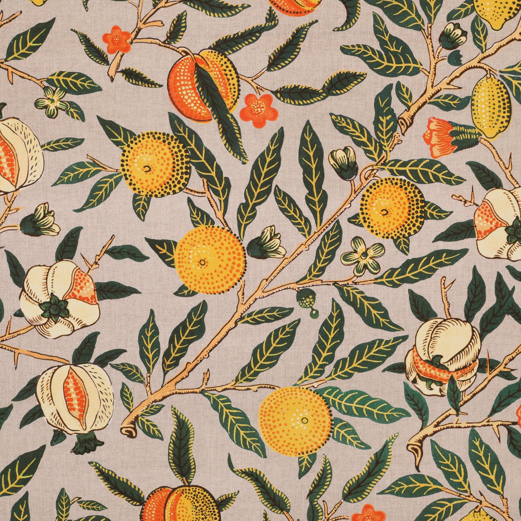 Terry Fabrics-Final Days-up to 90% off Summer Sale 6 William Morris Fruit Orange Printed Cotton Fabric Orange