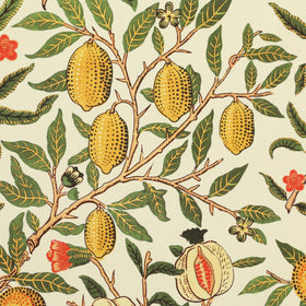 William Morris Fruit Orange Printed Cotton Fabric Summer