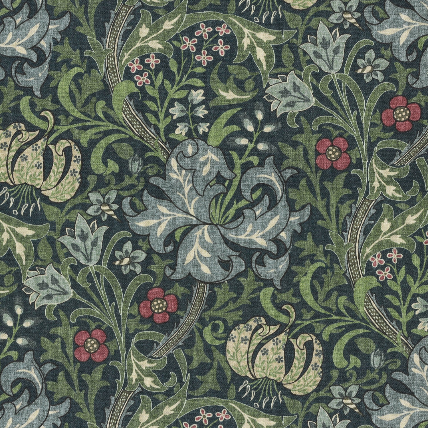 William Morris Golden Lily Fabric Blue