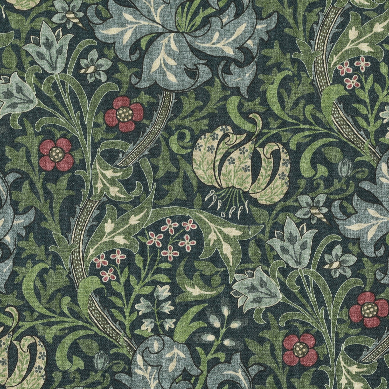 William Morris Golden Lily Fabric Blue