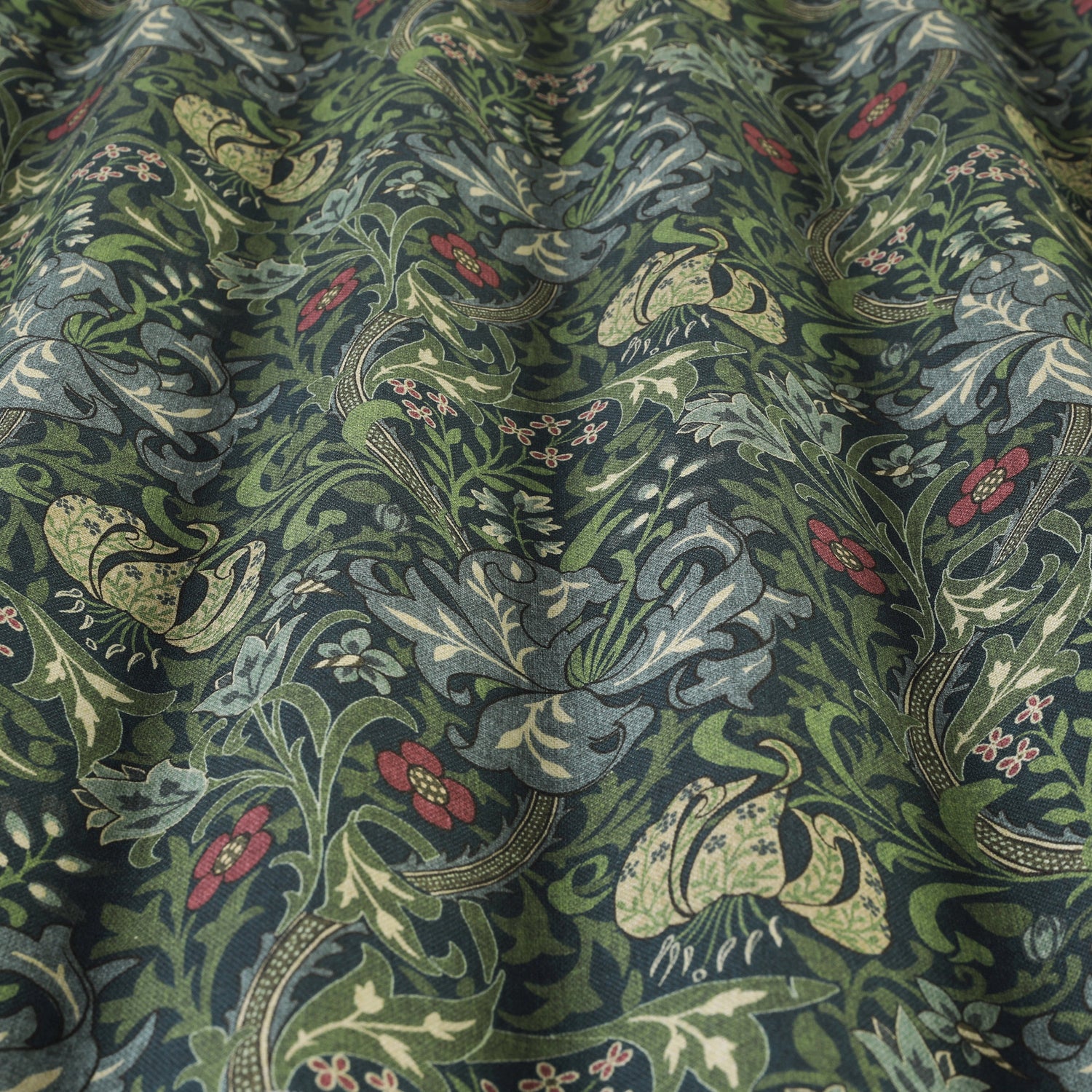 William Morris Golden Lily Made To Measure Curtains Blue