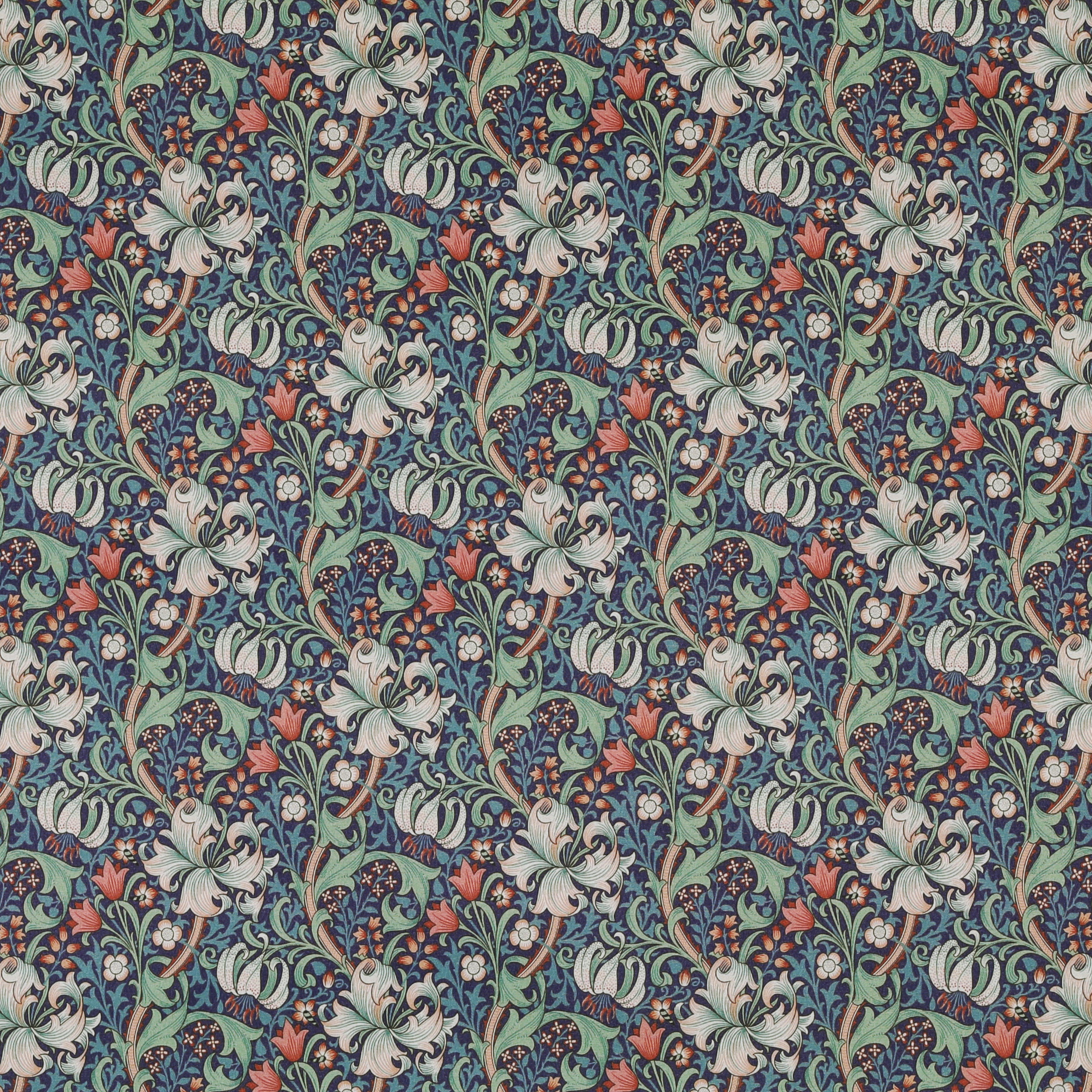 William Morris Midnight Golden Lily Outdoor Fabric | Terrys