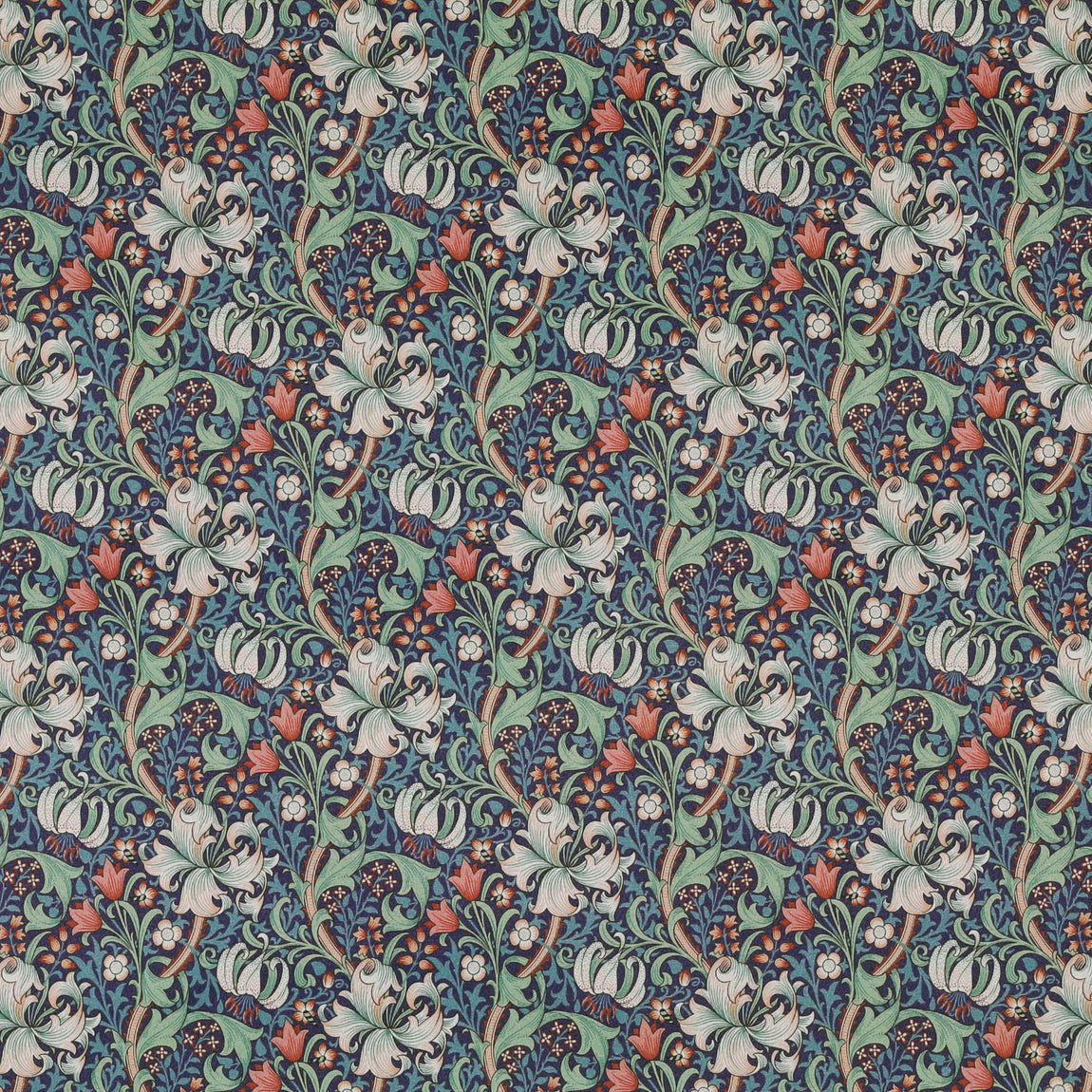 William Morris Golden Lily Outdoor Fabric Midnight