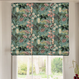 Linda Barker Grandi Floral Velvet Made To Measure Roman Blind Celadon