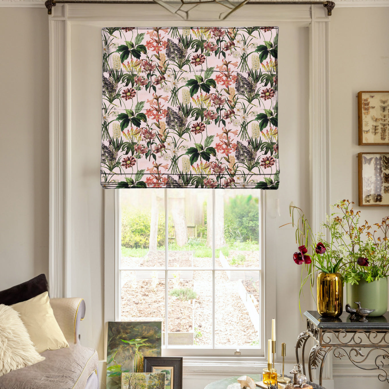 Linda Barker Grandi Floral Velvet Fabric Champagne