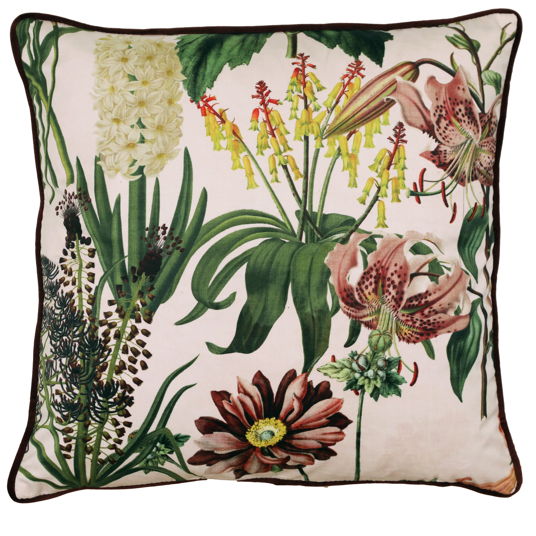 Linda Barker Grandi Floral Velvet 45cm x 45cm Filled Cushion Champagne