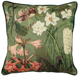 Linda Barker Grandi Floral Velvet 45cm x 45cm Filled Cushion Sage