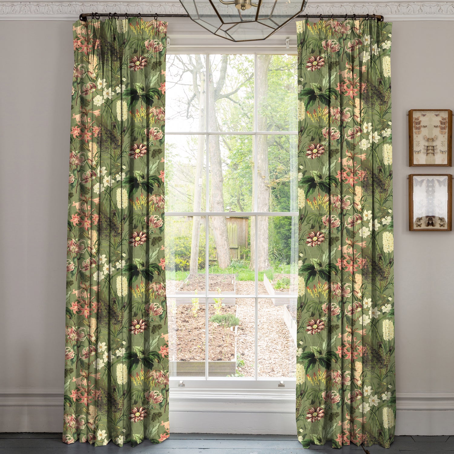 Linda Barker Grandi Floral Velvet Fabric Sage