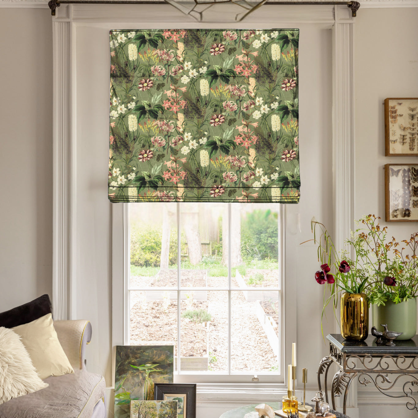 Linda Barker Grandi Floral Velvet Fabric Sage