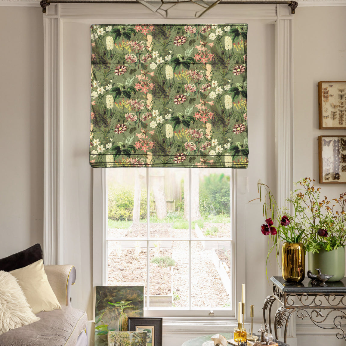 Linda Barker Grandi Floral Velvet Fabric Sage