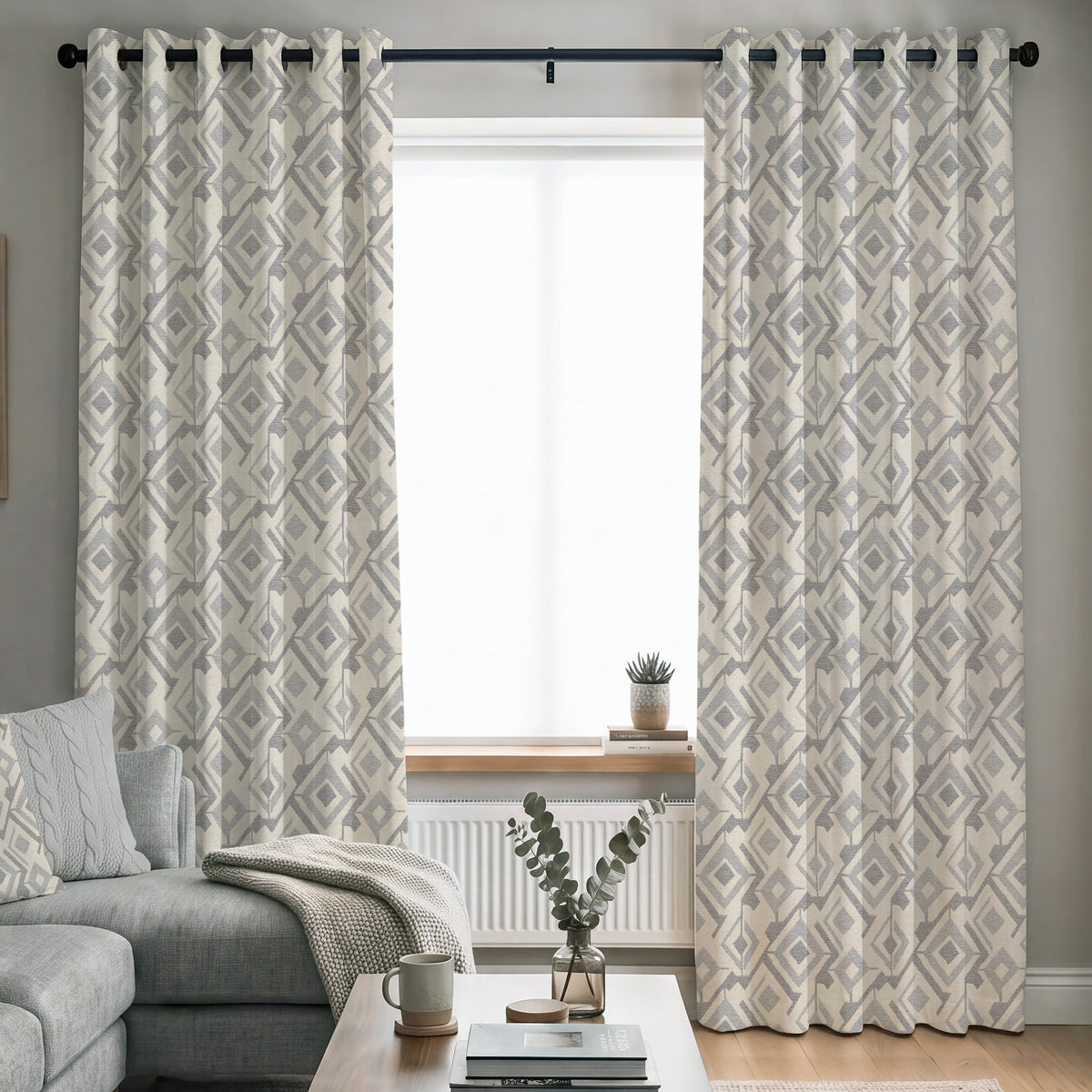 ANTE DECOR PREMIUM Haze Woven Made To Measure Curtains Grey