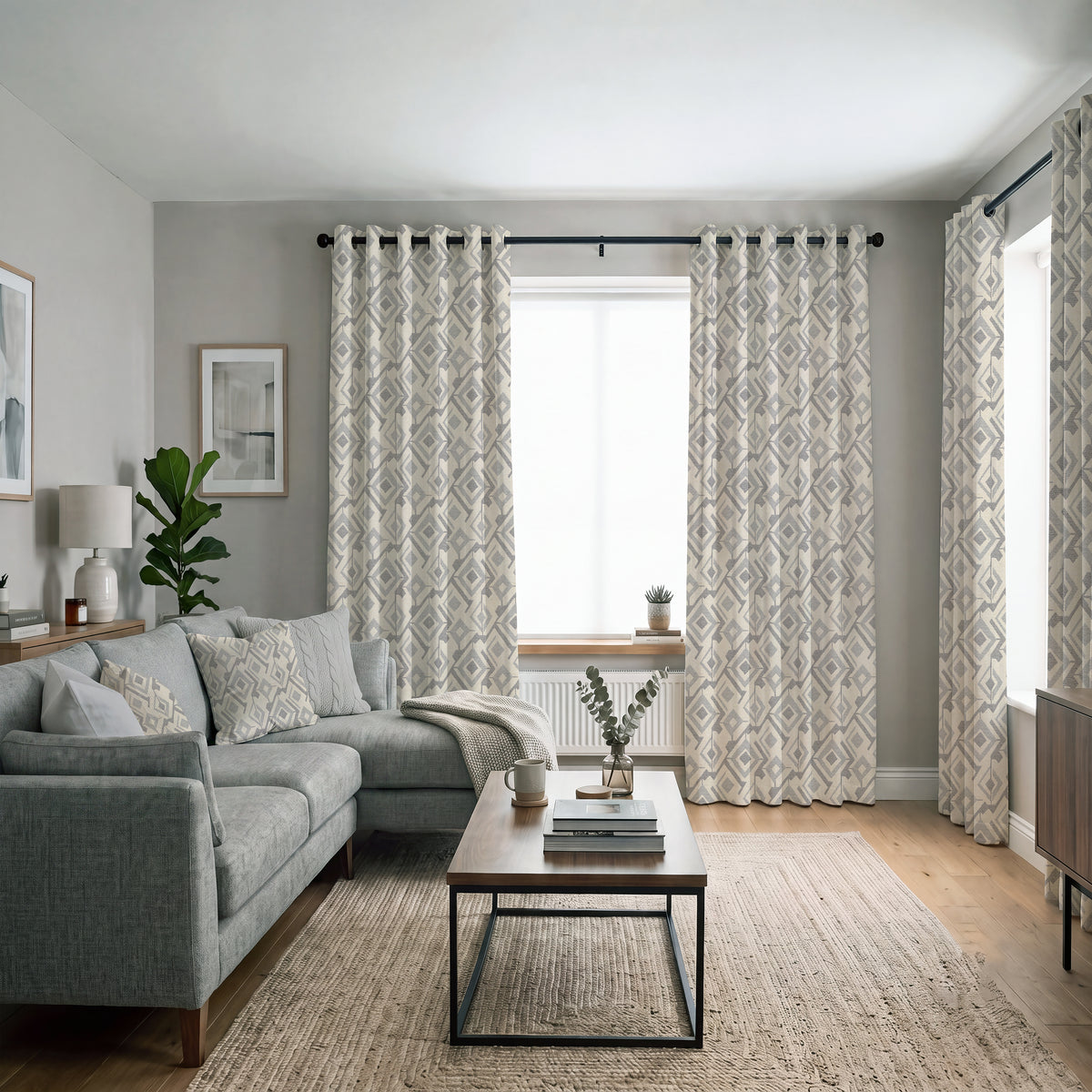 ANTE DECOR PREMIUM Haze Woven Made To Measure Curtains Grey