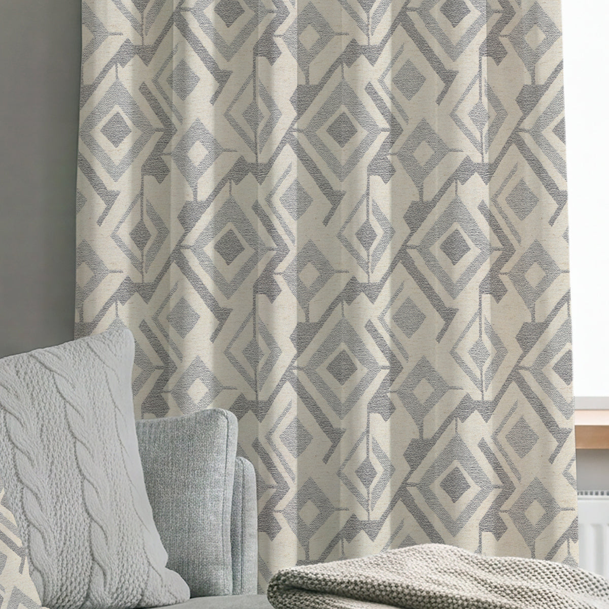 ANTE DECOR PREMIUM Haze Woven Made To Measure Curtains Grey