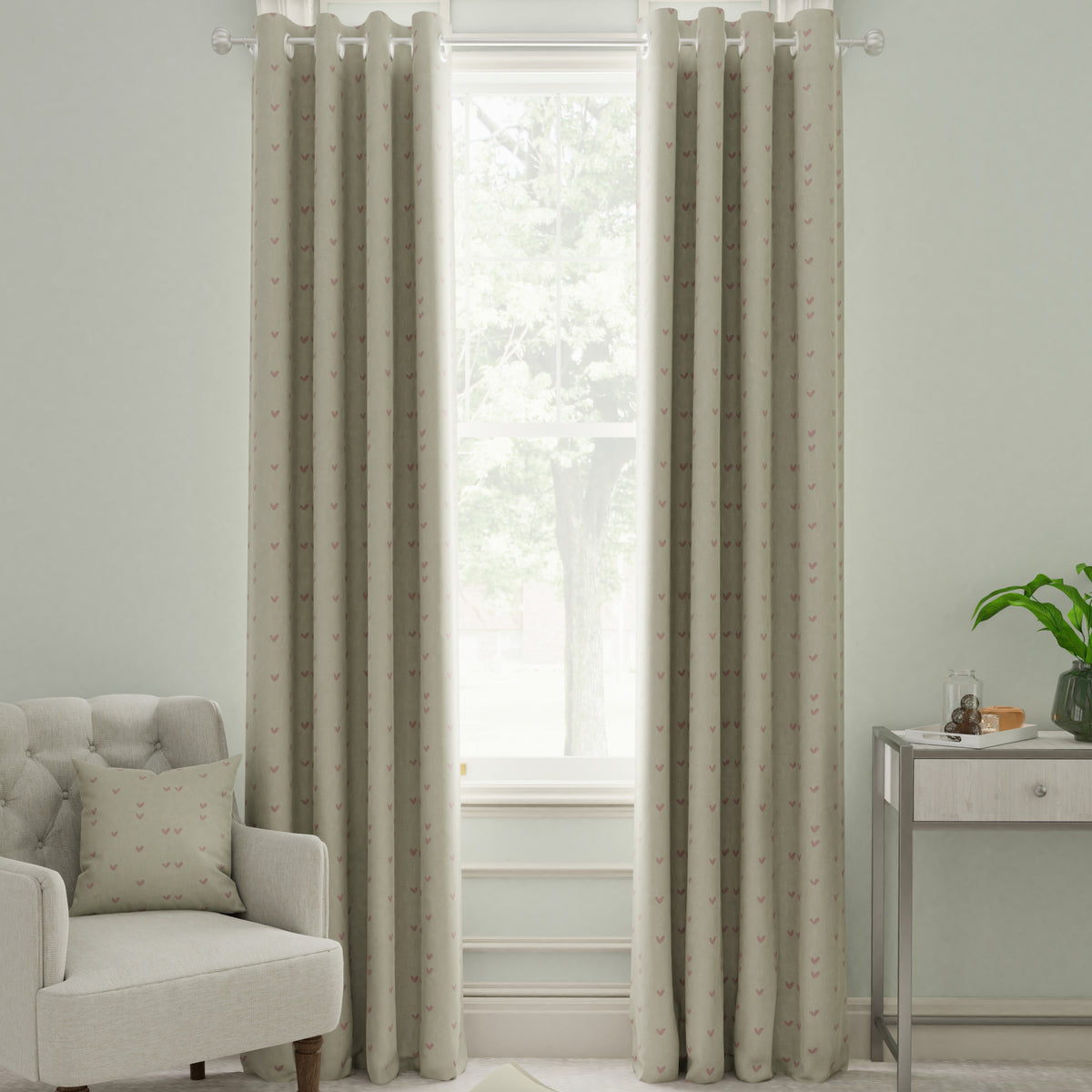 Sophie Allport Hearts Made to Measure Curtain Blush