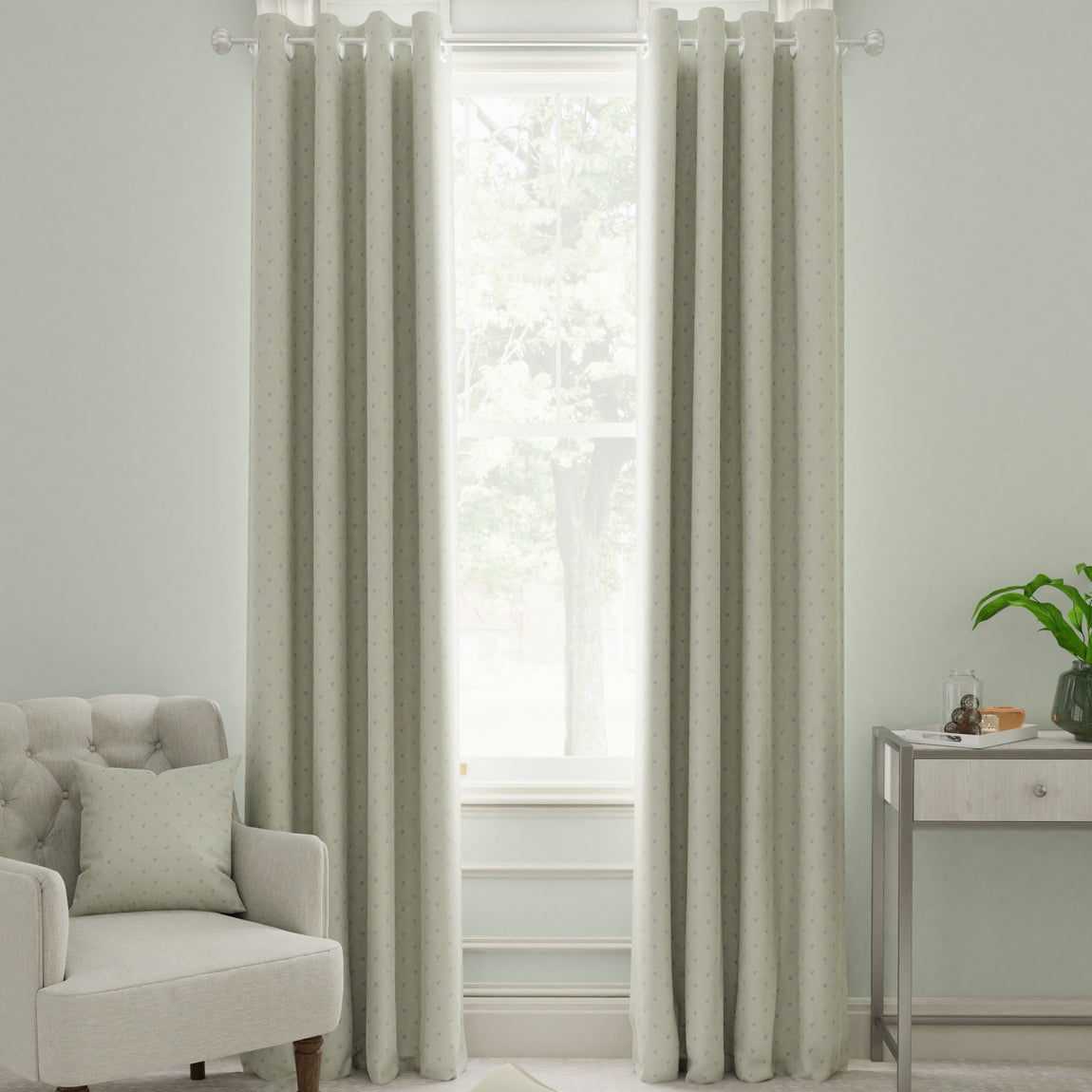 Sophie Allport Hearts Made to Measure Curtain Duckegg