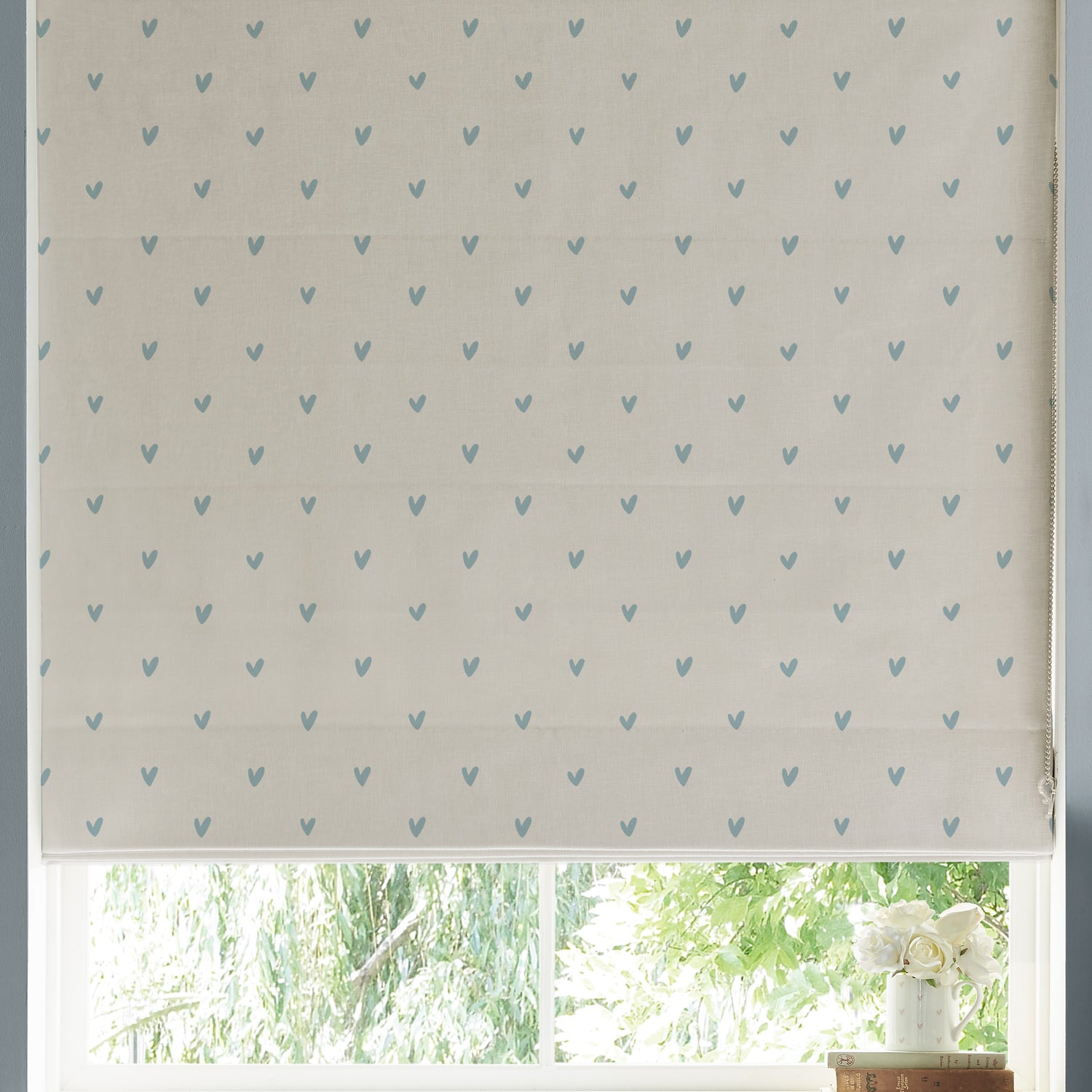 Sophie Allport Hearts Made to Measure Roman Blind Duckegg