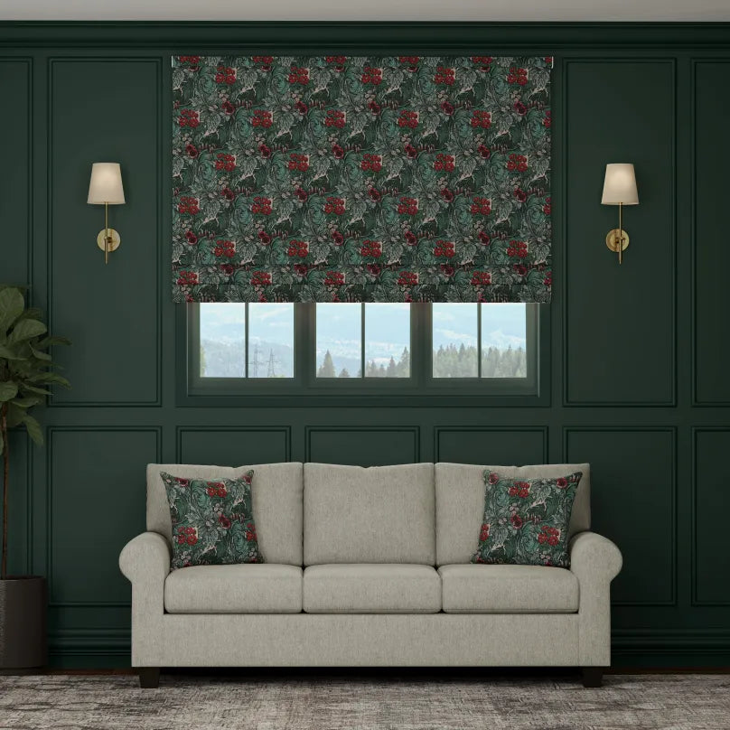 HOUSE Llewelyn-Bowen Hedgerovia Printed Velvet Made To Measure Roman Blind Rosetint