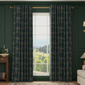 HOUSE Llewelyn-Bowen Hedgerovia Printed Velvet Made To Measure Curtains Verdigris