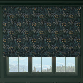 HOUSE Llewelyn-Bowen Hedgerovia Printed Velvet Made To Measure Roman Blind Verdigris