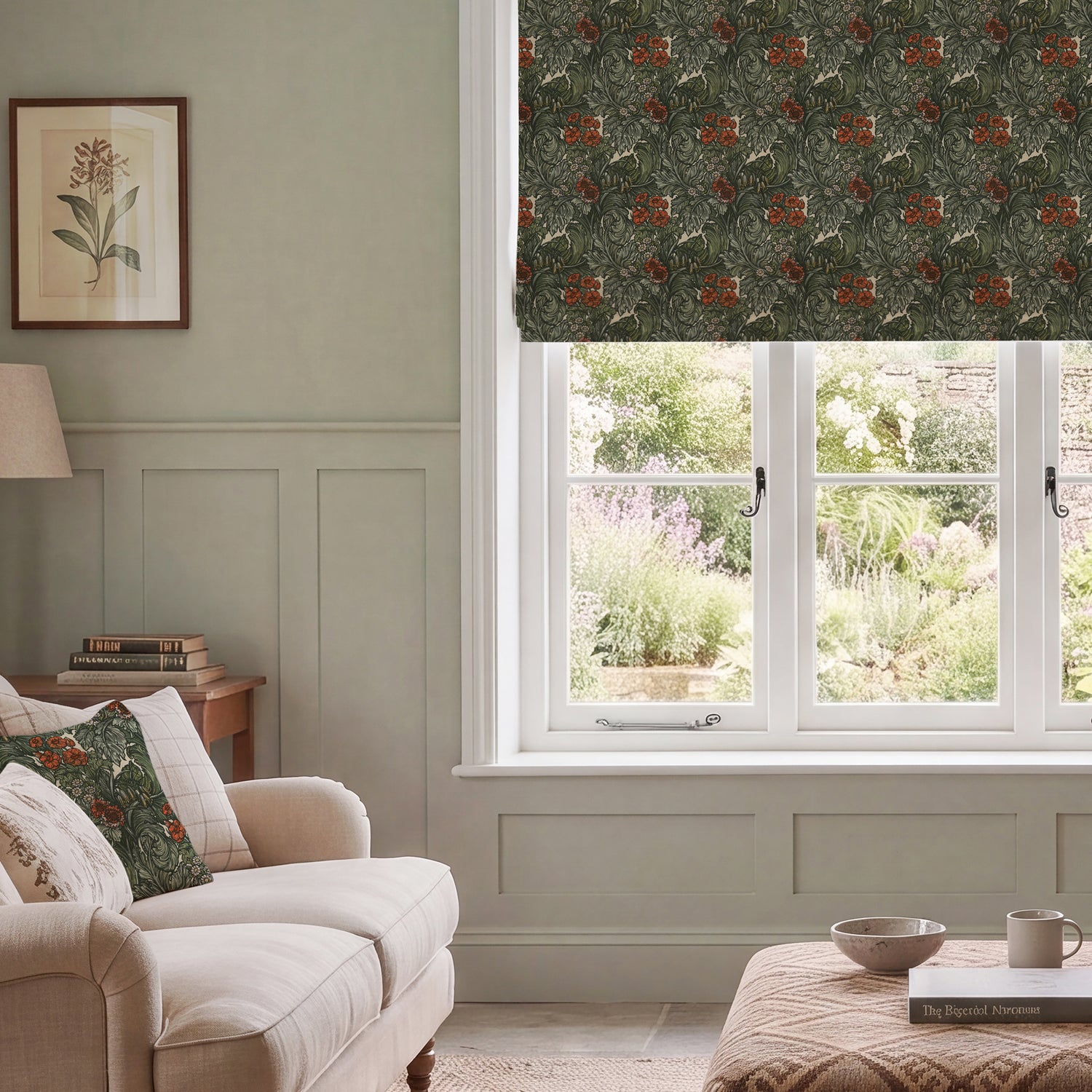 HOUSE Llewelyn-Bowen Hedgerovia Printed Velvet Made To Measure Roman Blind Tangelo