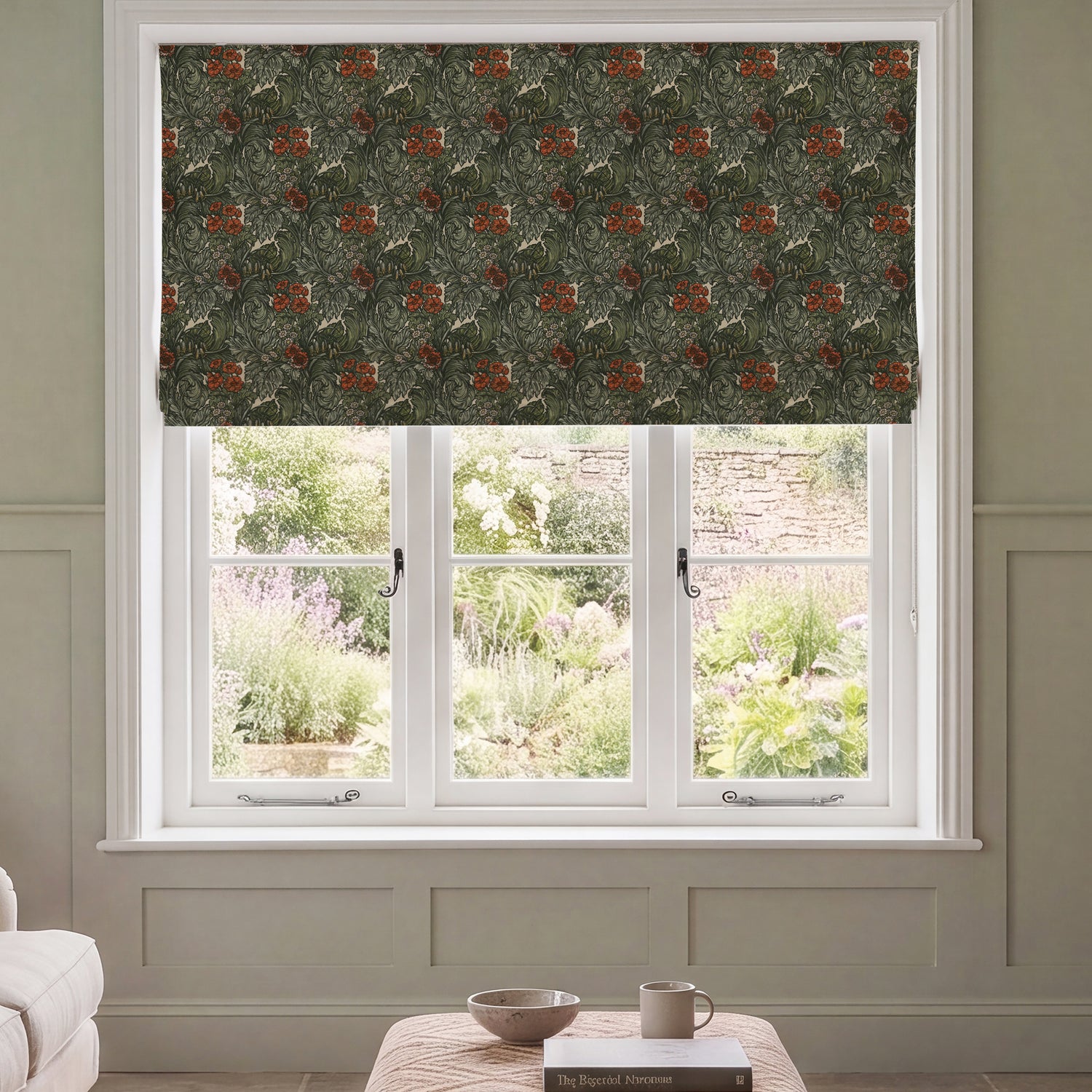 HOUSE Llewelyn-Bowen Hedgerovia Printed Velvet Made To Measure Roman Blind Tangelo