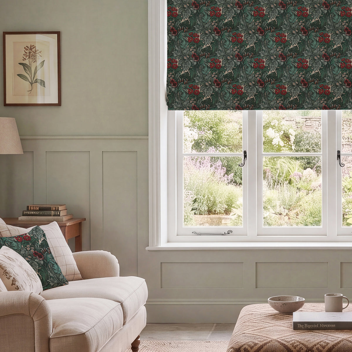 HOUSE Llewelyn-Bowen Hedgerovia Printed Velvet Made To Measure Roman Blind Rosetint