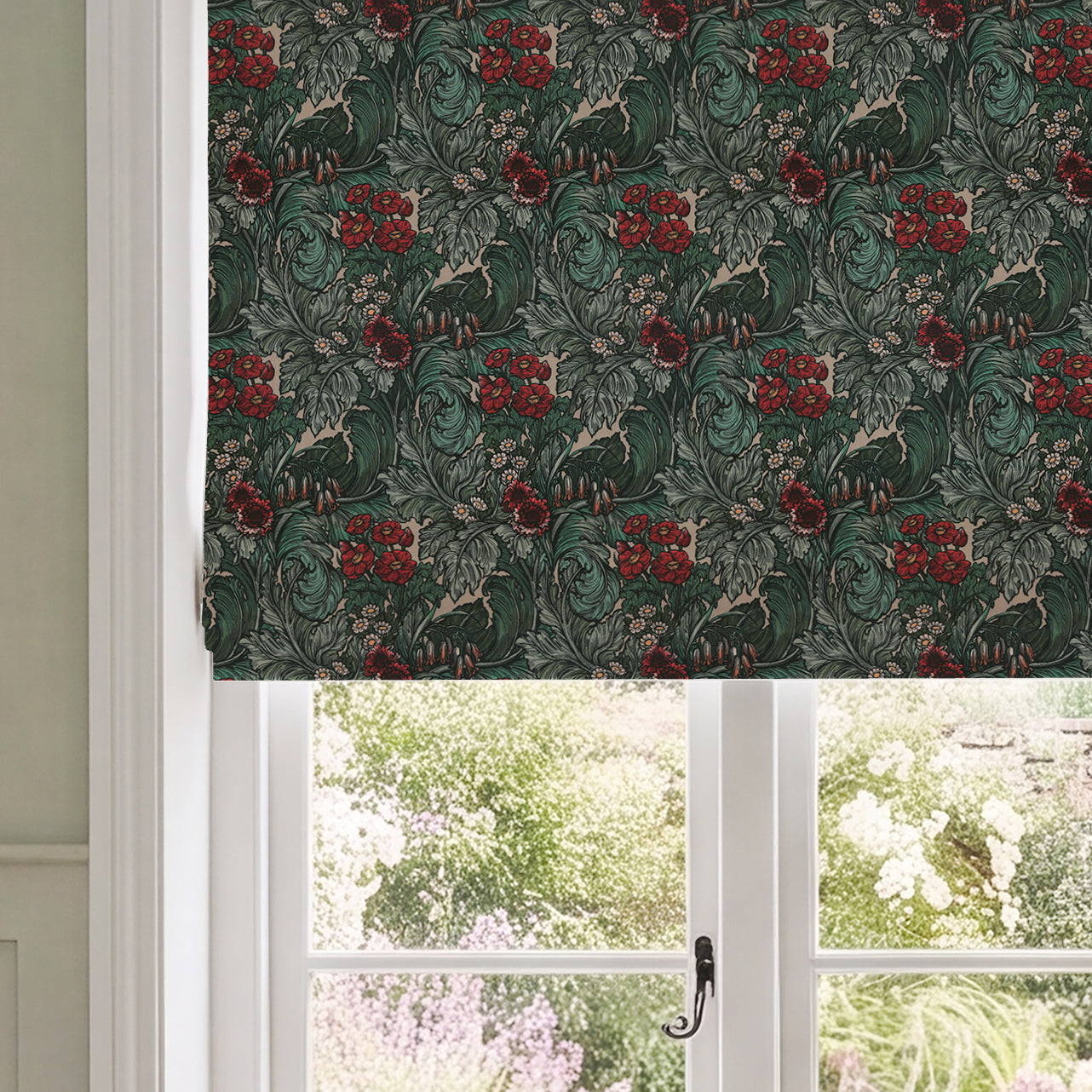 HOUSE Llewelyn-Bowen Hedgerovia Printed Velvet Made To Measure Roman Blind Rosetint
