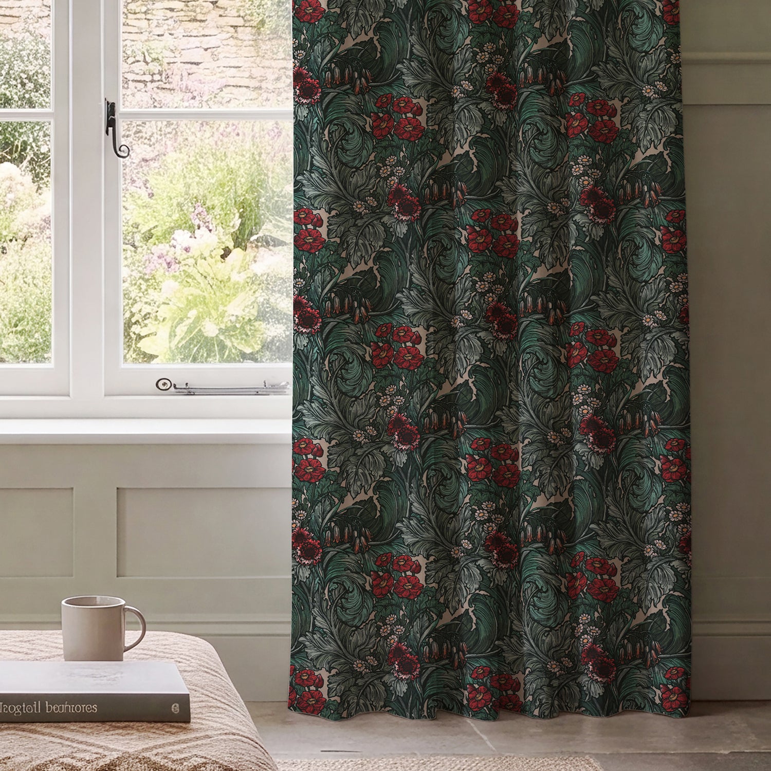 HOUSE Llewelyn-Bowen Hedgerovia Printed Velvet Made To Measure Curtains Rosetint