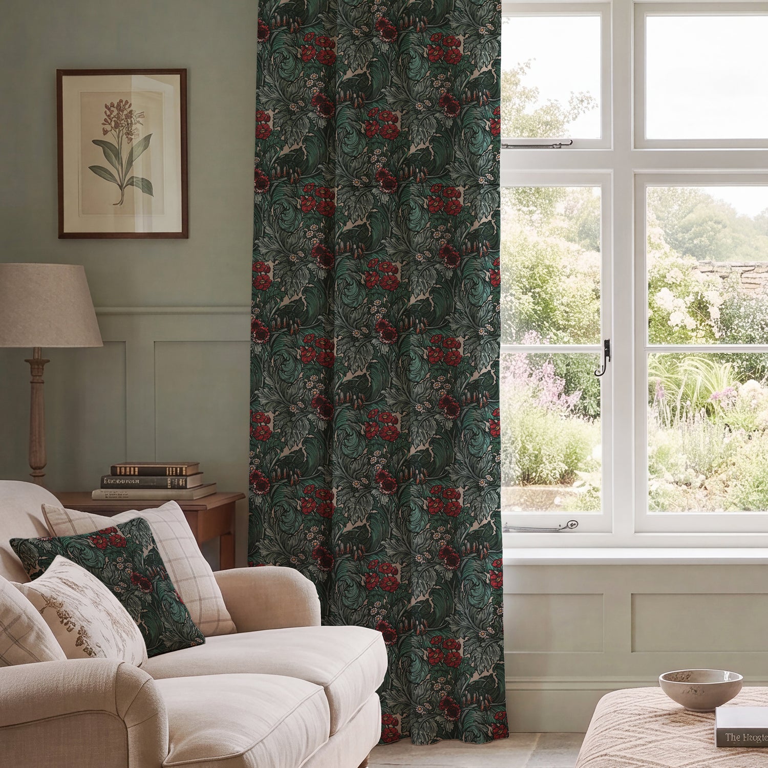 HOUSE Llewelyn-Bowen Hedgerovia Printed Velvet Made To Measure Curtains Rosetint