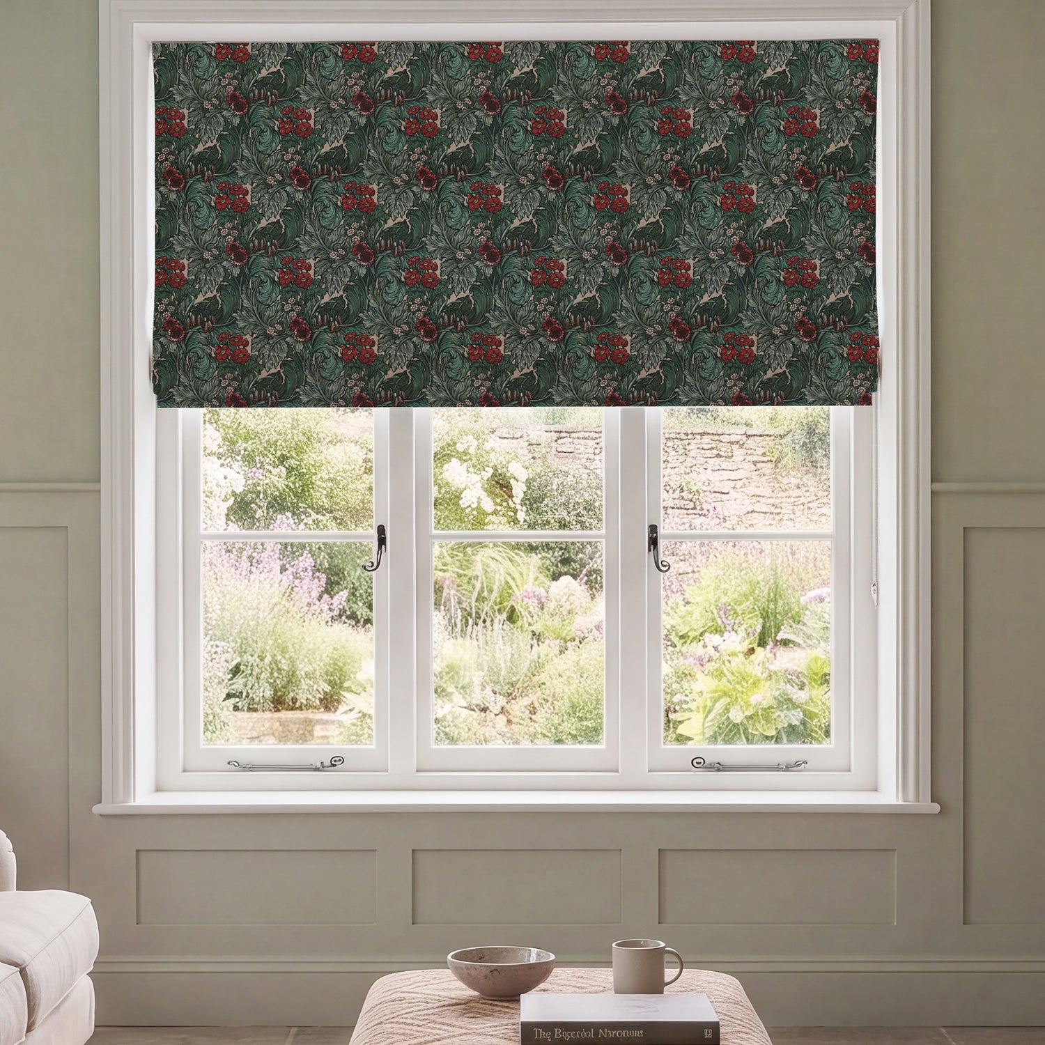 HOUSE Llewelyn-Bowen Hedgerovia Printed Velvet Made To Measure Roman Blind Rosetint