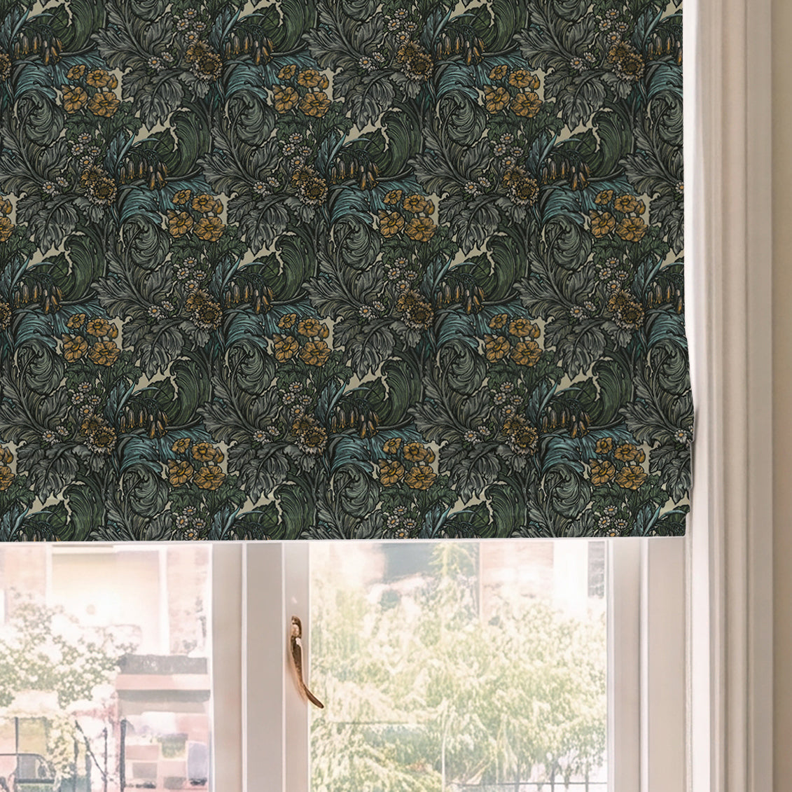 HOUSE Llewelyn-Bowen Hedgerovia Printed Velvet Made To Measure Roman Blind Tropicana