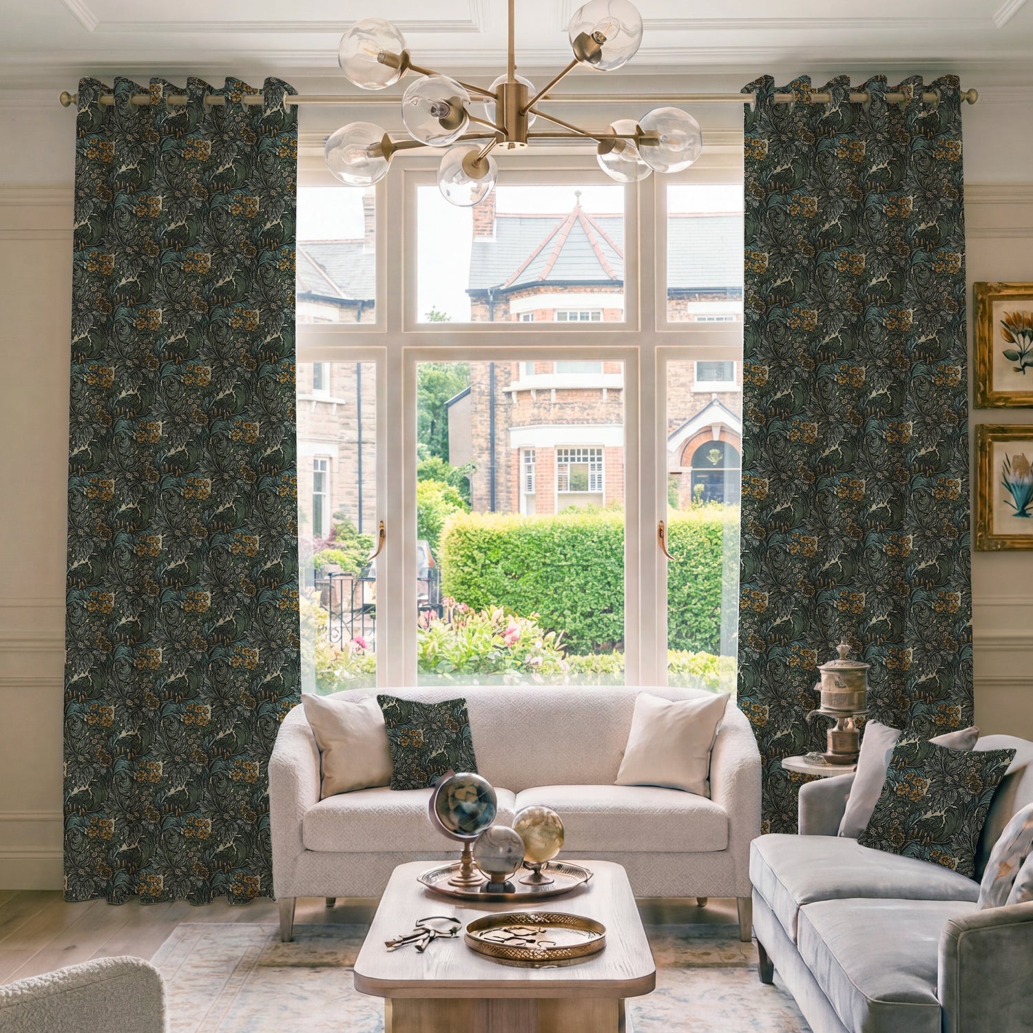 HOUSE Llewelyn-Bowen Hedgerovia Printed Velvet Made To Measure Curtains Tropicana