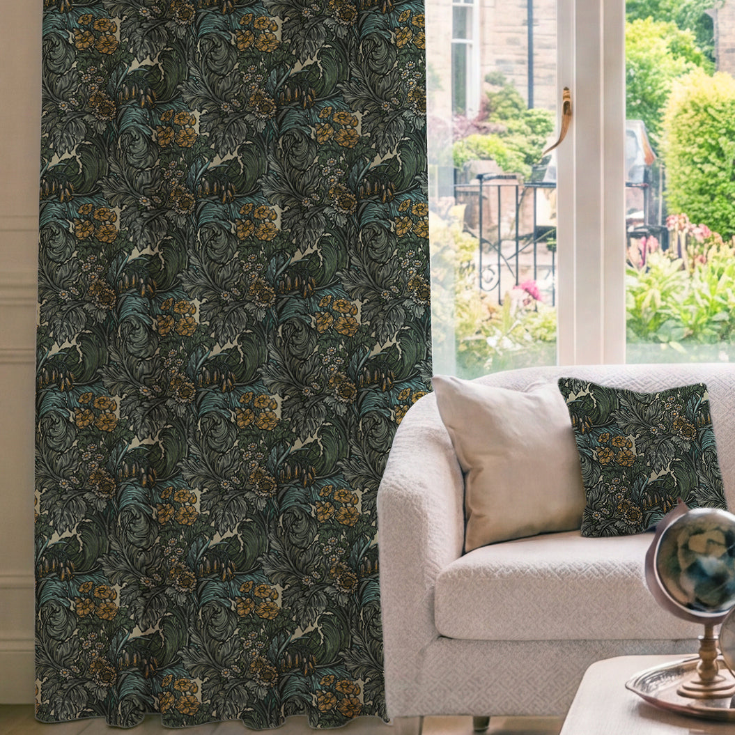 HOUSE Llewelyn-Bowen Hedgerovia Printed Velvet Made To Measure Curtains Tropicana