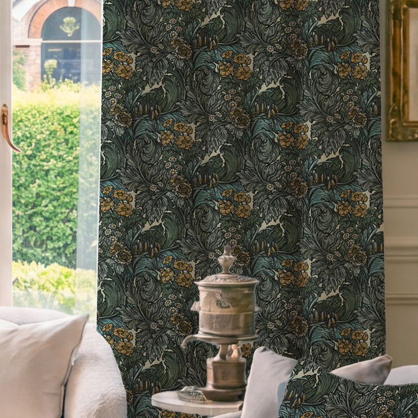HOUSE Llewelyn-Bowen Hedgerovia Printed Velvet Made To Measure Curtains Tropicana