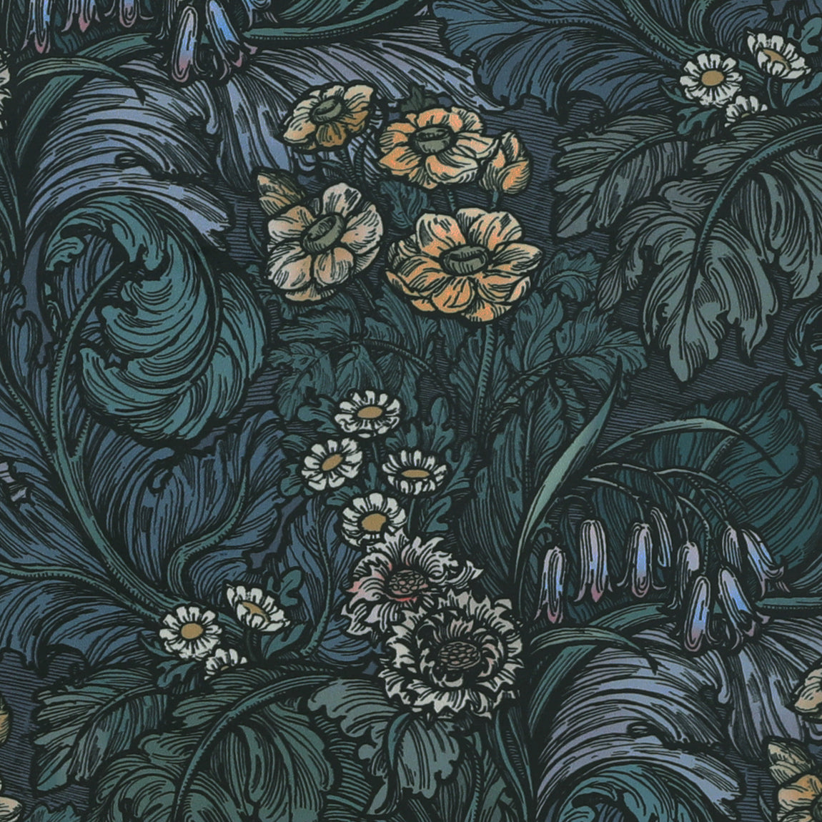 HOUSE Llewelyn-Bowen Hedgerovia Printed Velvet Fabric Verdigris