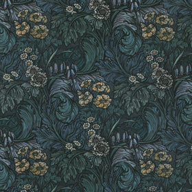 HOUSE Llewelyn-Bowen Hedgerovia Printed Velvet Fabric Verdigris