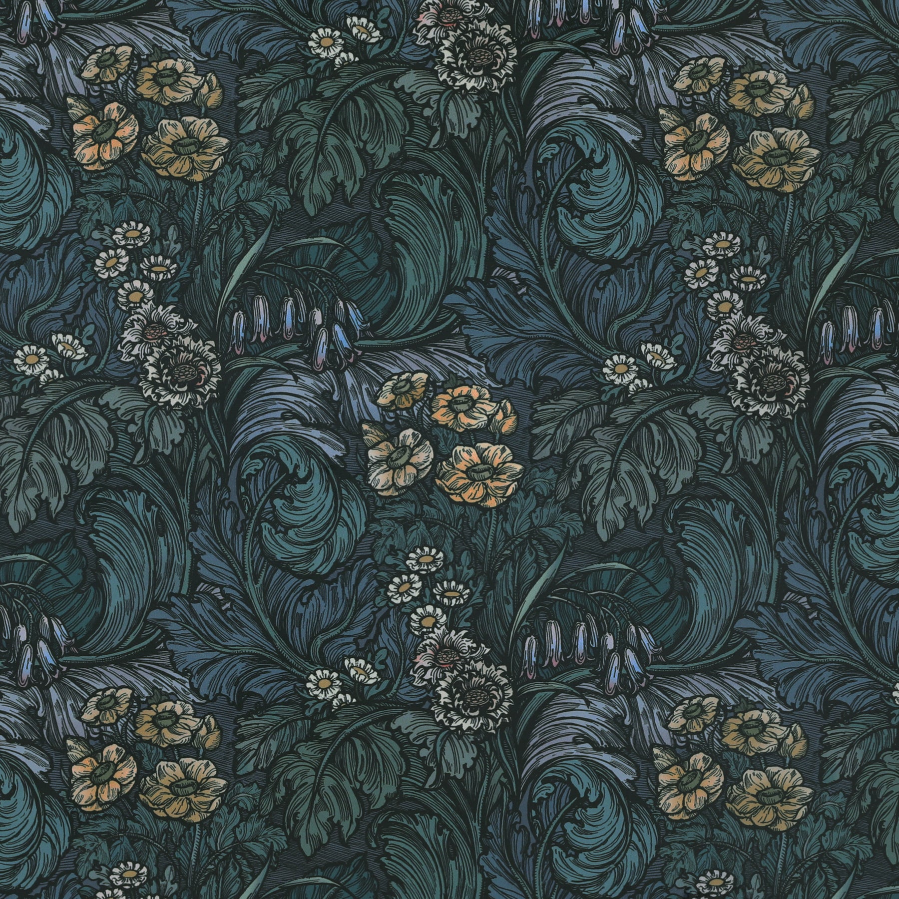 HOUSE Llewelyn-Bowen Hedgerovia Printed Velvet Fabric Verdigris