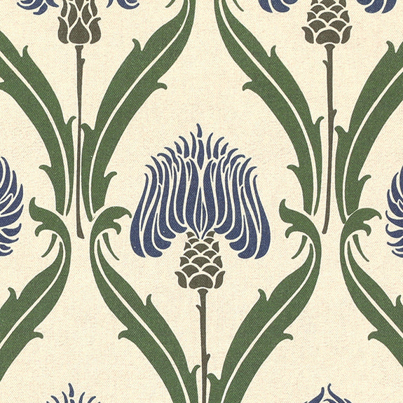 ANTE DECOR Highland Thistle Made To Measure Roman Blind Cream Blue
