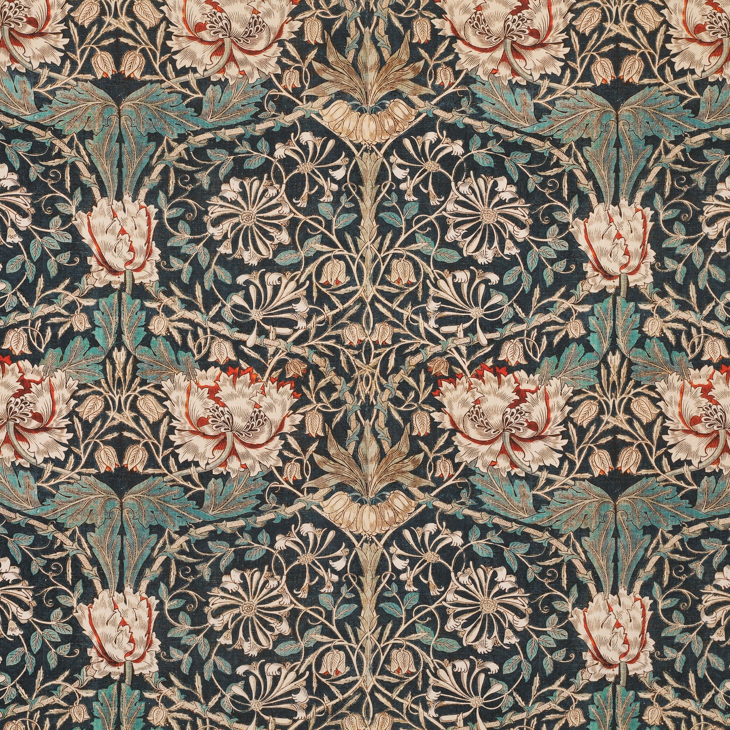 William Morris Honey Suckle Made to Measure Curtain Blue