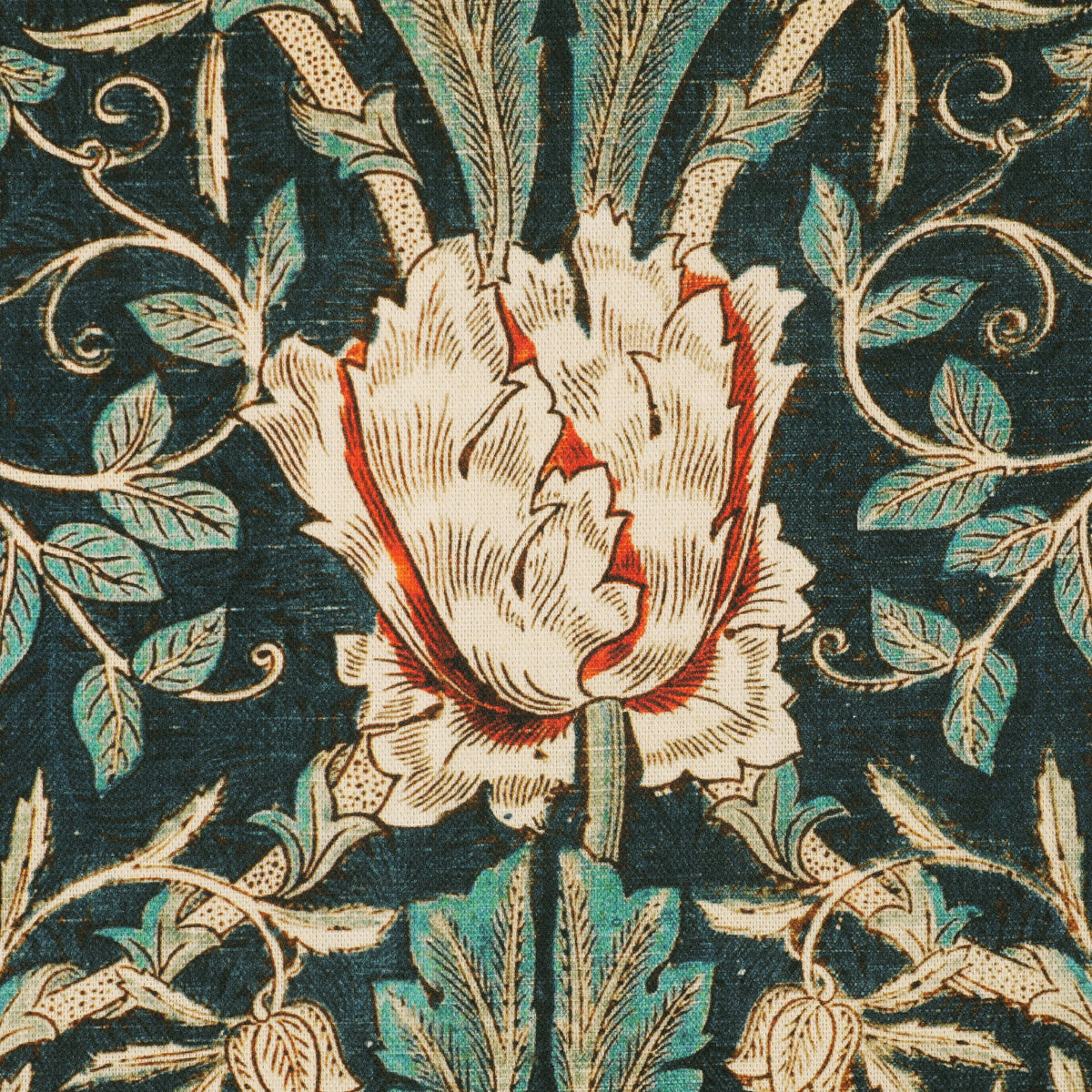 William Morris Honey Suckle Printed Cotton Fabric Blue
