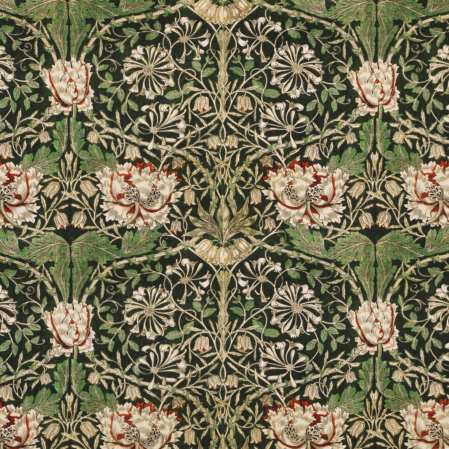 William Morris Honey Suckle Made to Measure Curtain Green