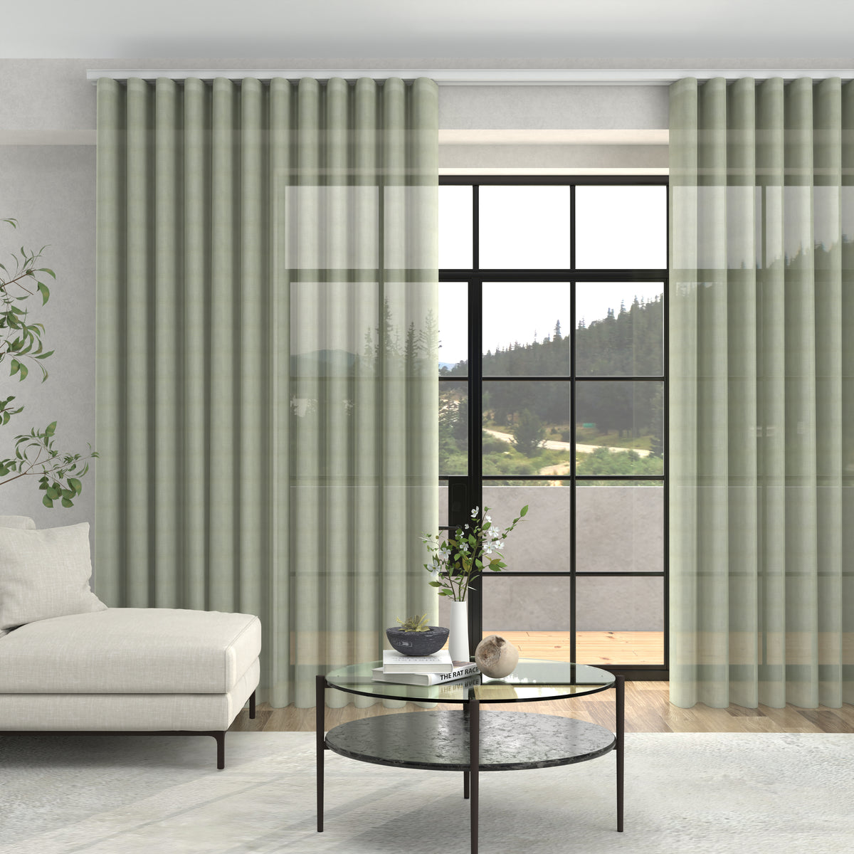 Juliette Voile Made To Measure Curtains + FREE Track - Wave Mink