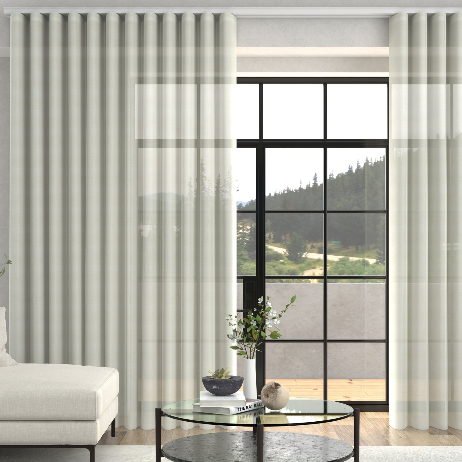 Juliette Voile Made To Measure Curtains + FREE Track - Wave Sand