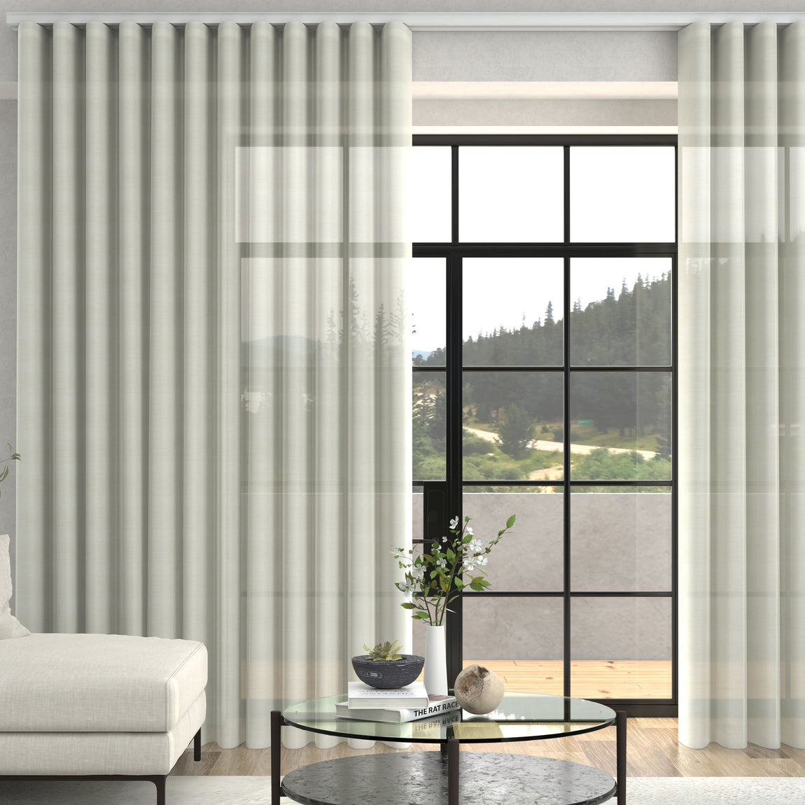 Juliette Voile Made To Measure Curtains + FREE Track - Wave Sand
